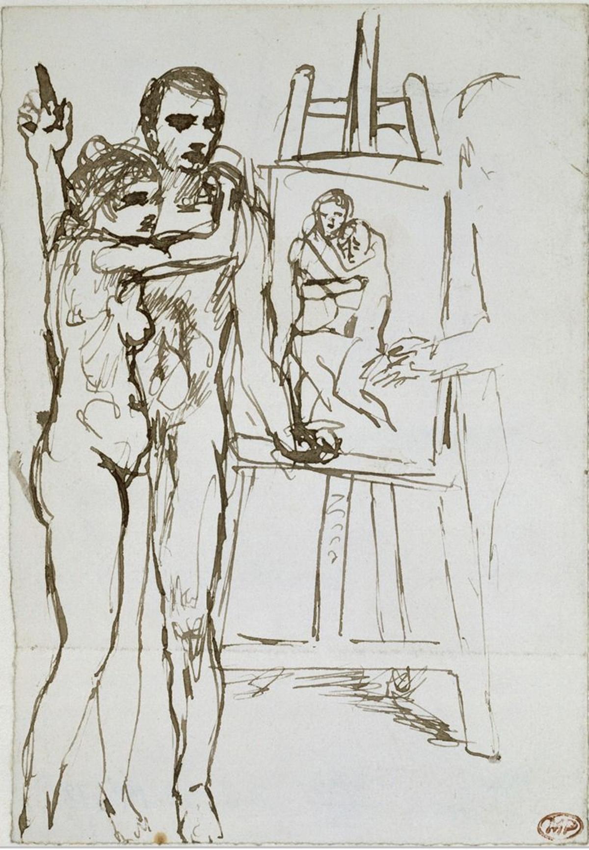 Picasso y Germaine en un boceto del cuadro 'La vida'.