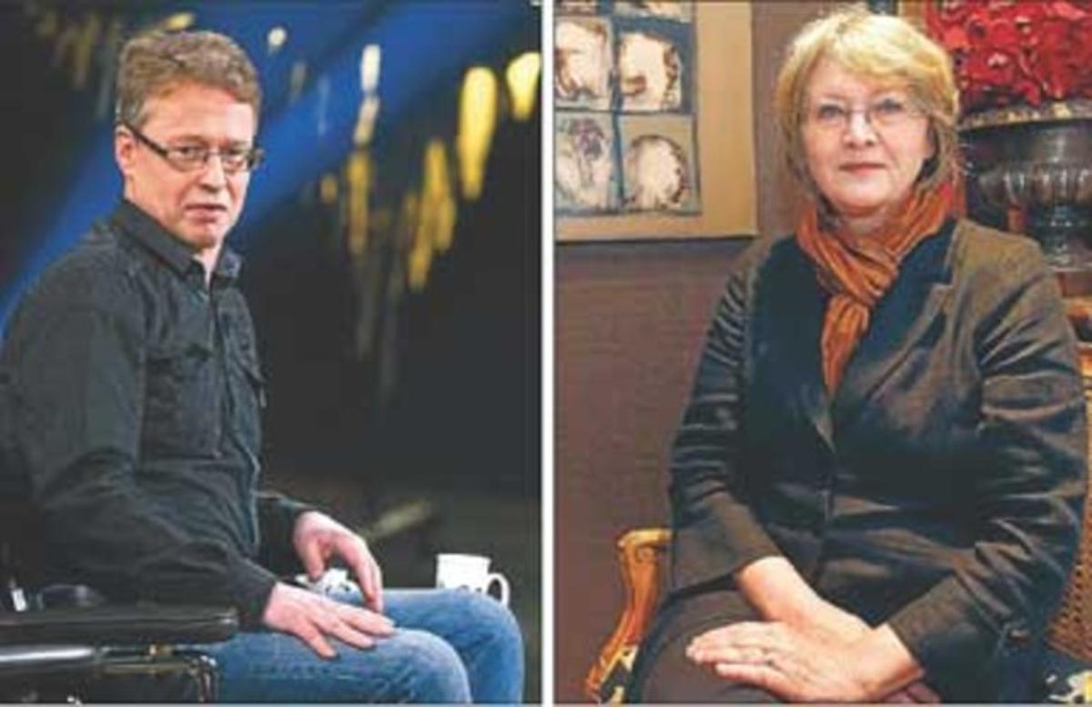 Joakim Larsson, germà de l’escriptor, i Eva Gabrielsson, la viuda de Stieg. Joakim Larsson, germà de l’escriptor, i Eva Gabrielsson, la viuda de Stieg.