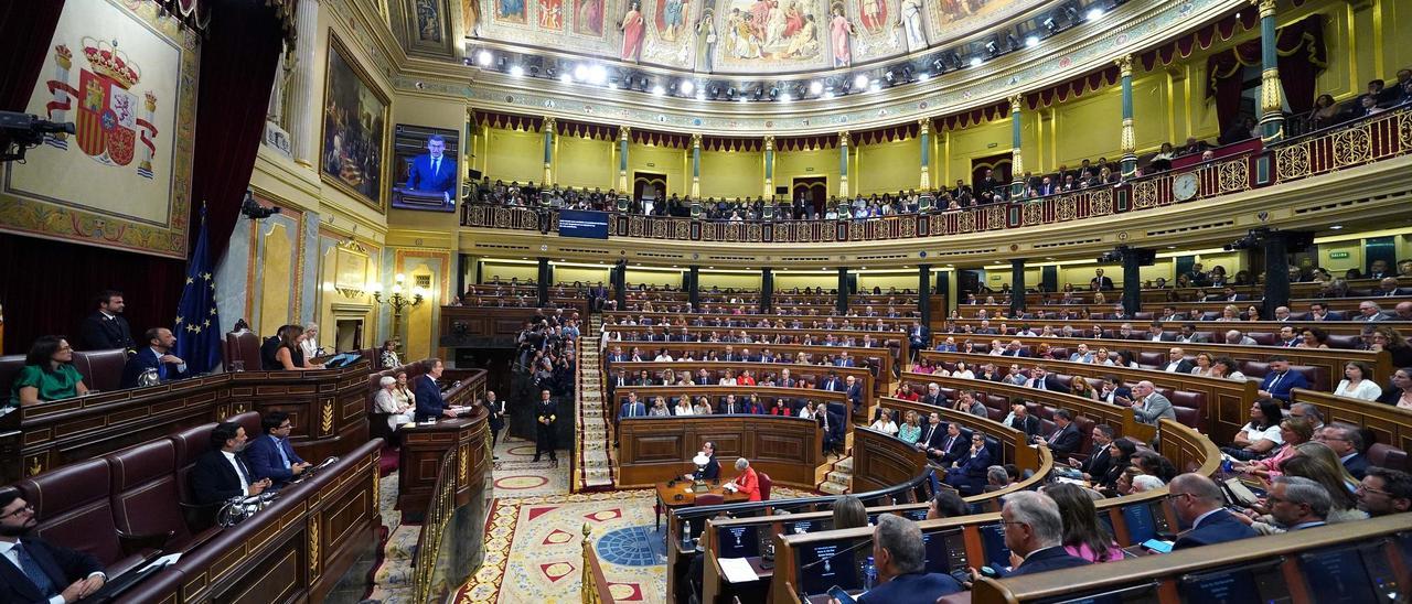 El primer pleno y debate de investidura del candidato Feijóo, en el Congreso de los Diputados, el 26 de septiembre de 2023.