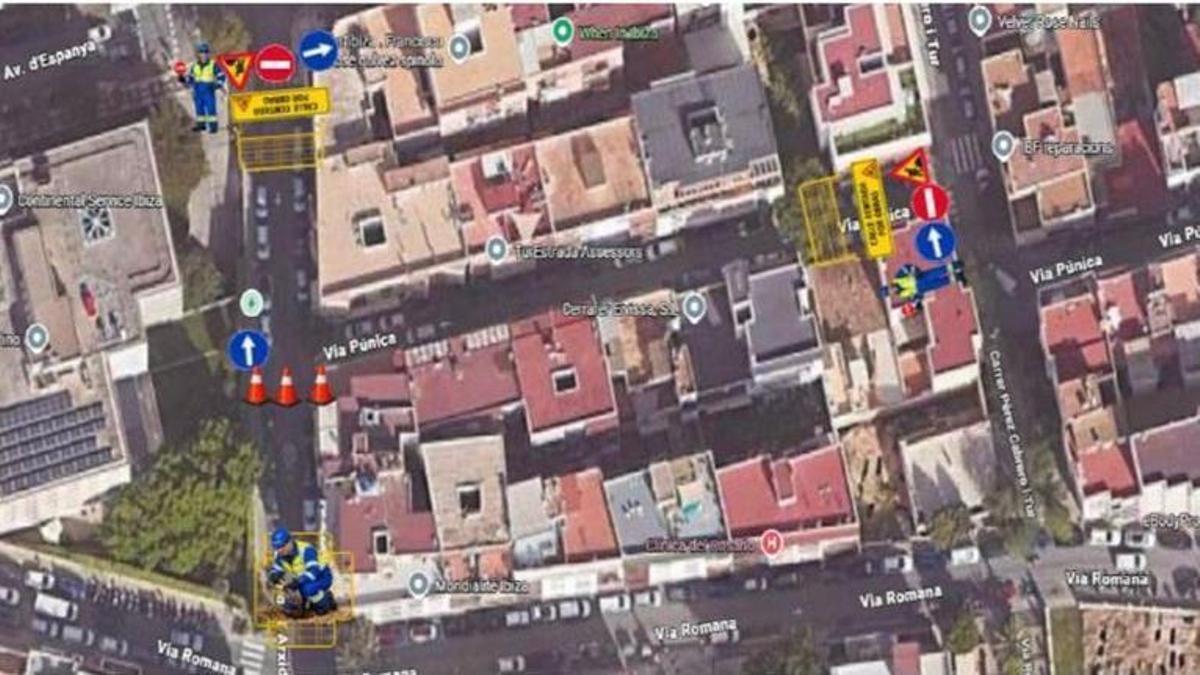 Mapa de las calles afectadas.