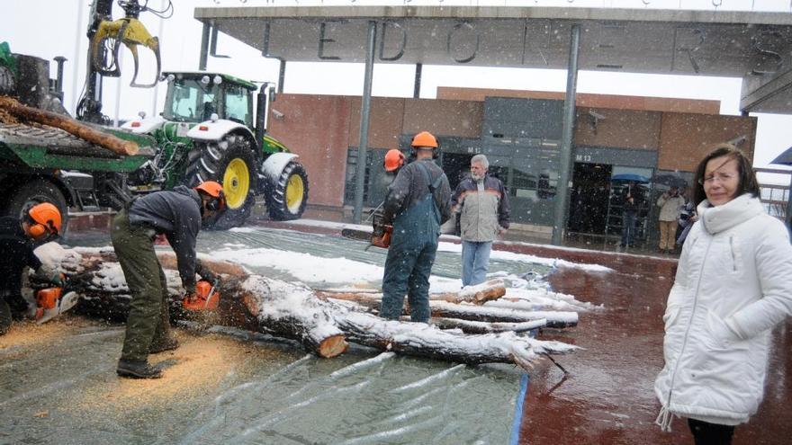 Presentació del projecte davant de Lledoners, amb la consellera Montserrat Tura, el 8 de març del 2010