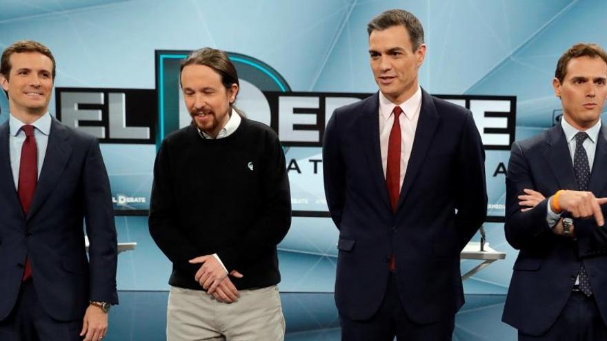 Casado, Iglesias, Sánchez y Rivera, en el debate de abril.