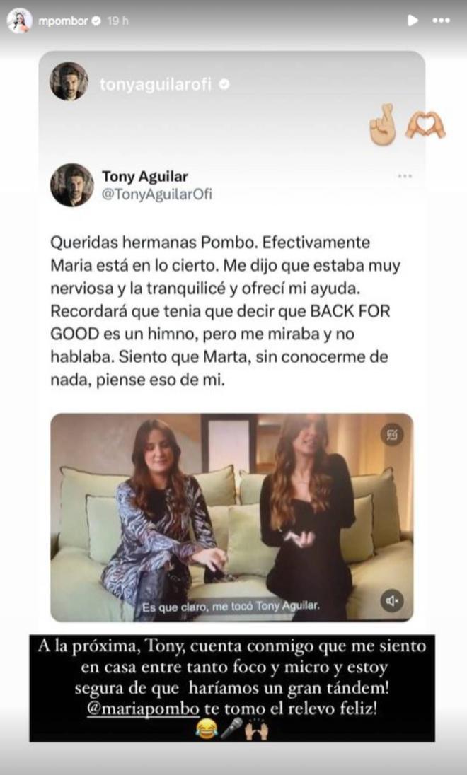 Marta Pombo responde a Tony Aguilar