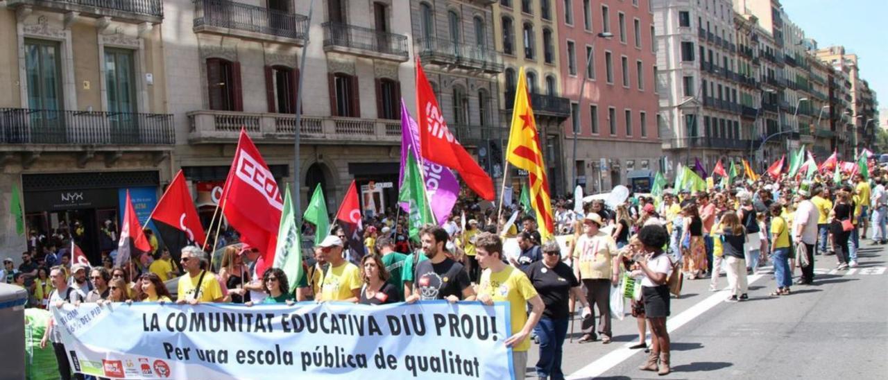 La manifestació en favor de l’escola pública, ahir al centre de Barcelona.  | ACN