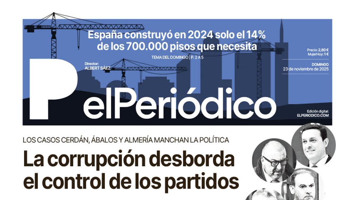 La portada de EL PERIÓDICO del 23 de noviembre de 2025