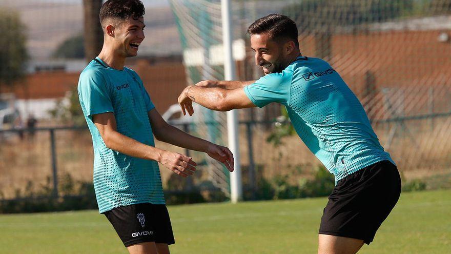 Perdomo y Luismi, en una sesión de entrenamiento en la Ciudad Deportiva.