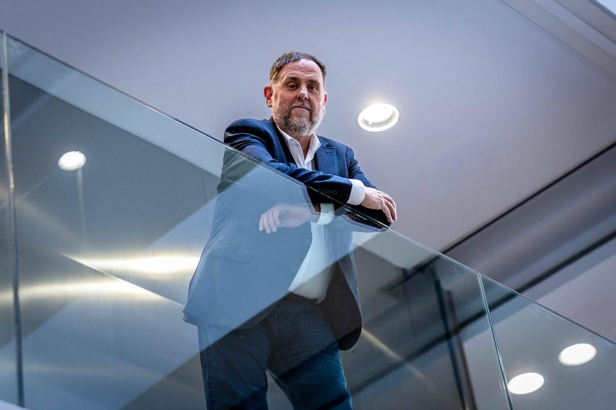 ERC başkanı Oriol Junqueras, El Periódico'nun genel merkezinde yaptığı röportaj sırasında.