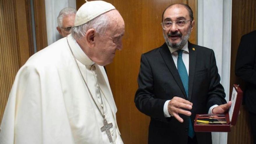 Javier Lambán durante su visita al papa Francisco