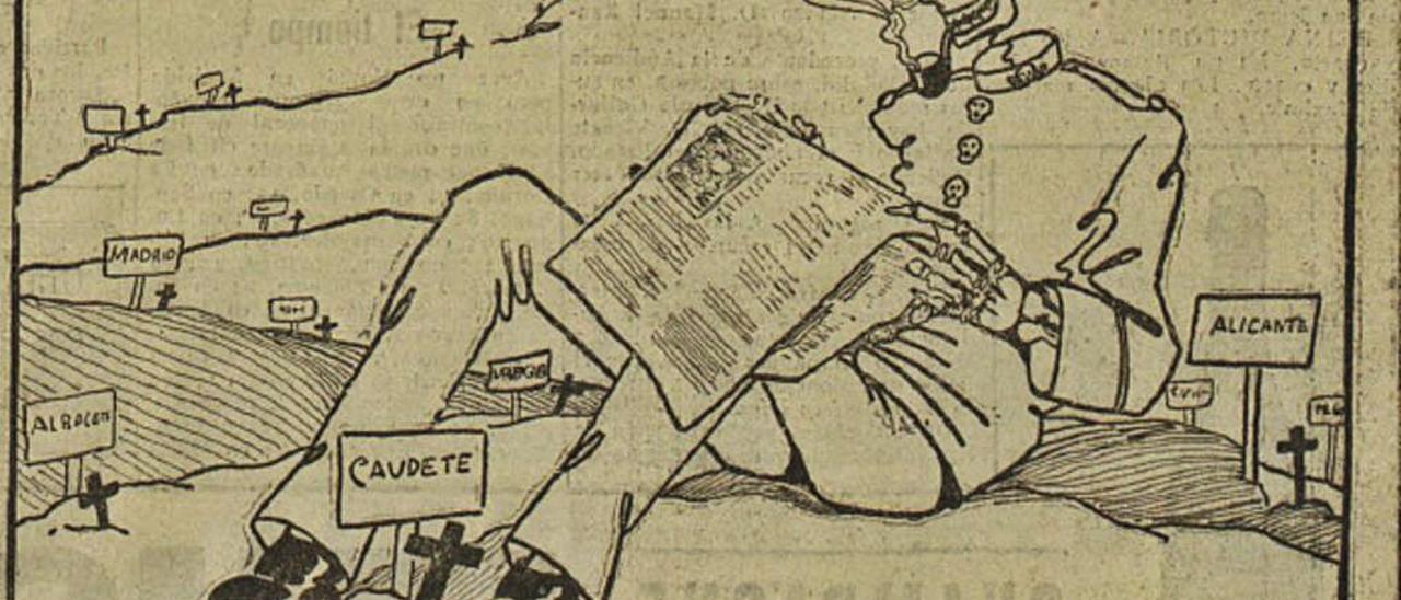 Viñeta del dibujante
Aguirre en «El Fígaro» de
Madrid, verano de 1918.