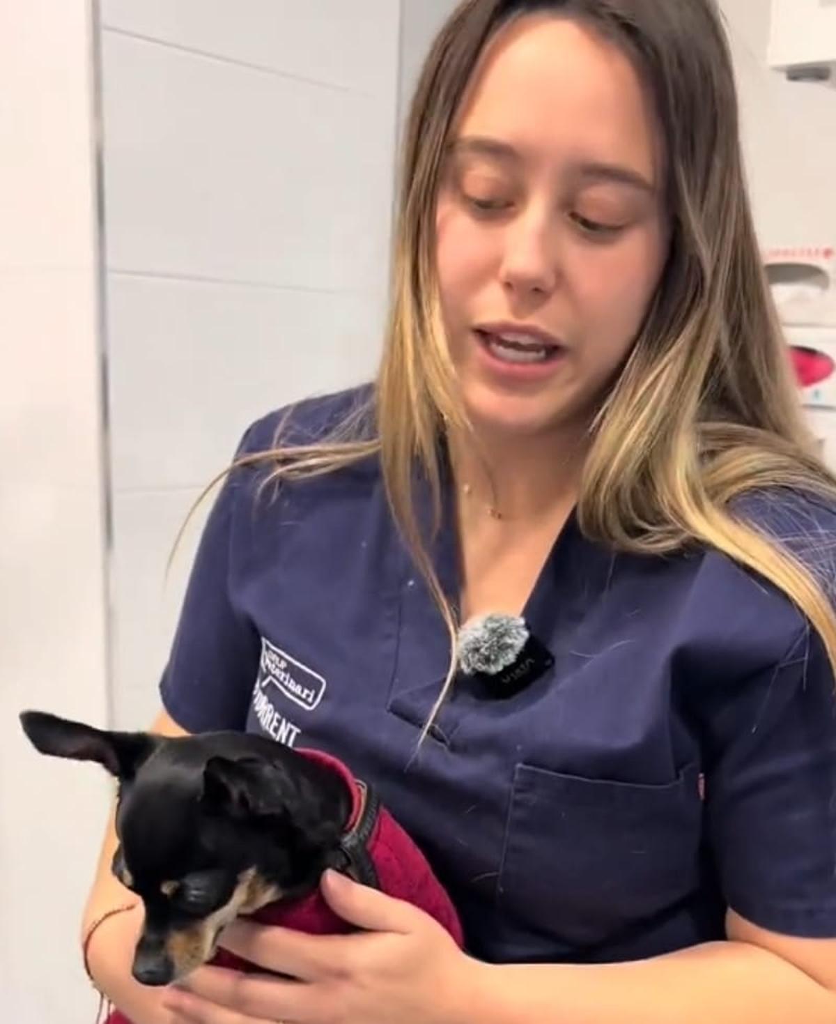La veterinaria con Jincho.