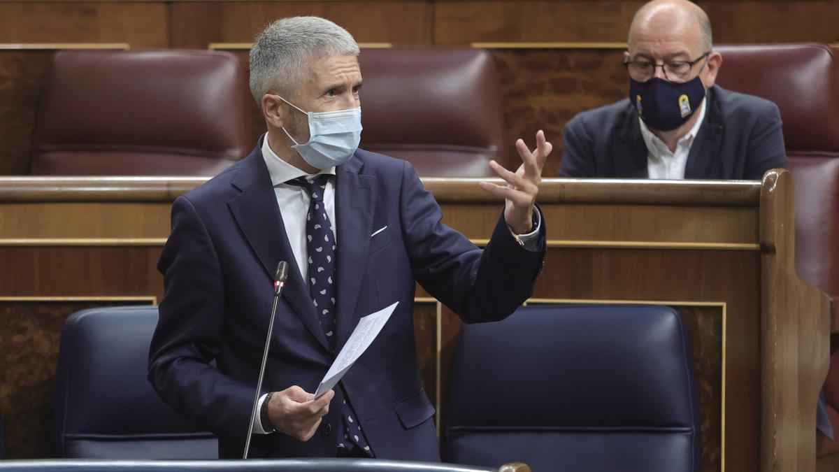 Fernando Grande-Marlaska, este miércoles en el Congreso de los Diputados.