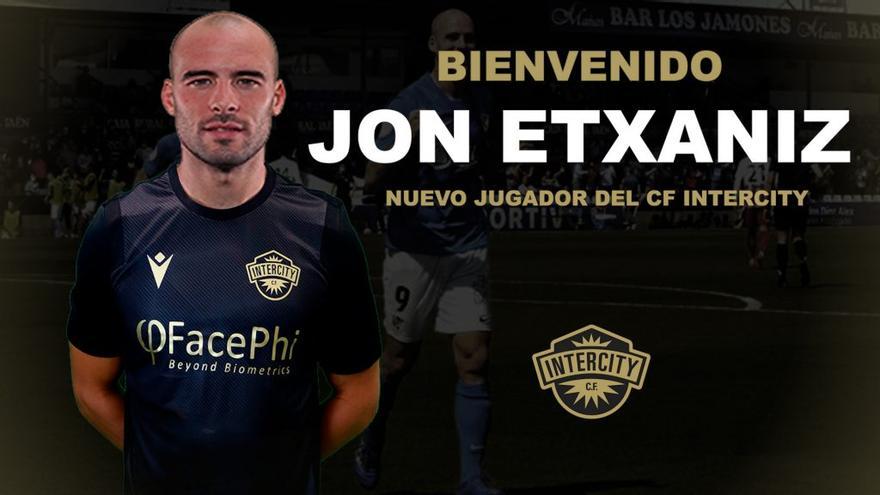 Cartela con el anuncio oficial del fichaje de Jon Etxaniz por el Intercity.