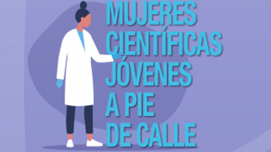 Mujeres científicas jóvenes a pie de calle