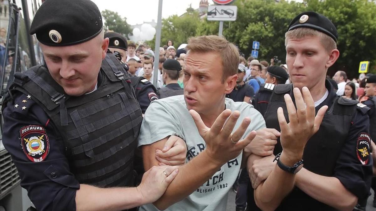 Detención de del opositor ruso Alexei Navalny, el 12 de junio del 2019.