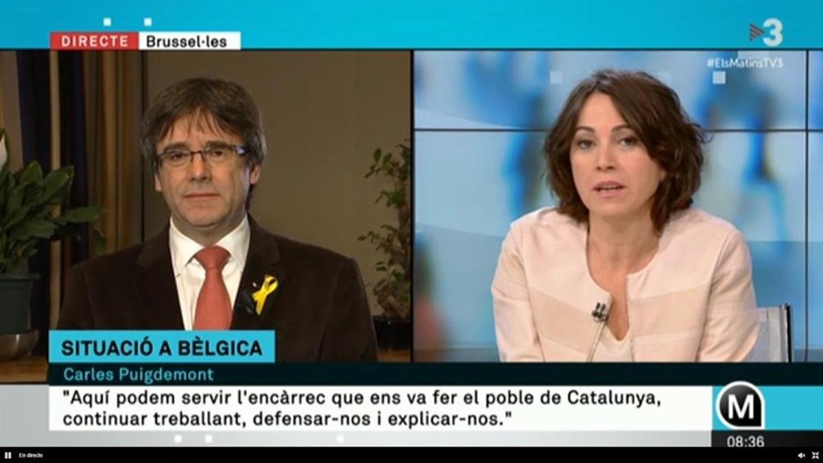 Carles Puigdemont entrevistado en &quot;Els matins de TV3&quot;.