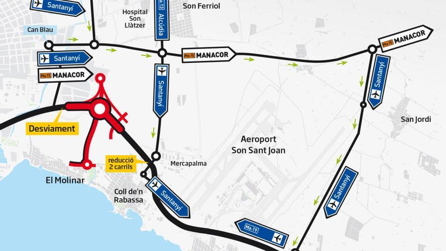 Mañana se desvía el tráfico en dirección al aeropuerto