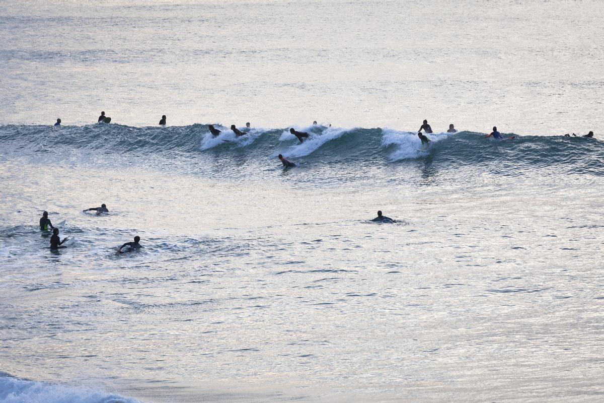 Surfistas al final del día