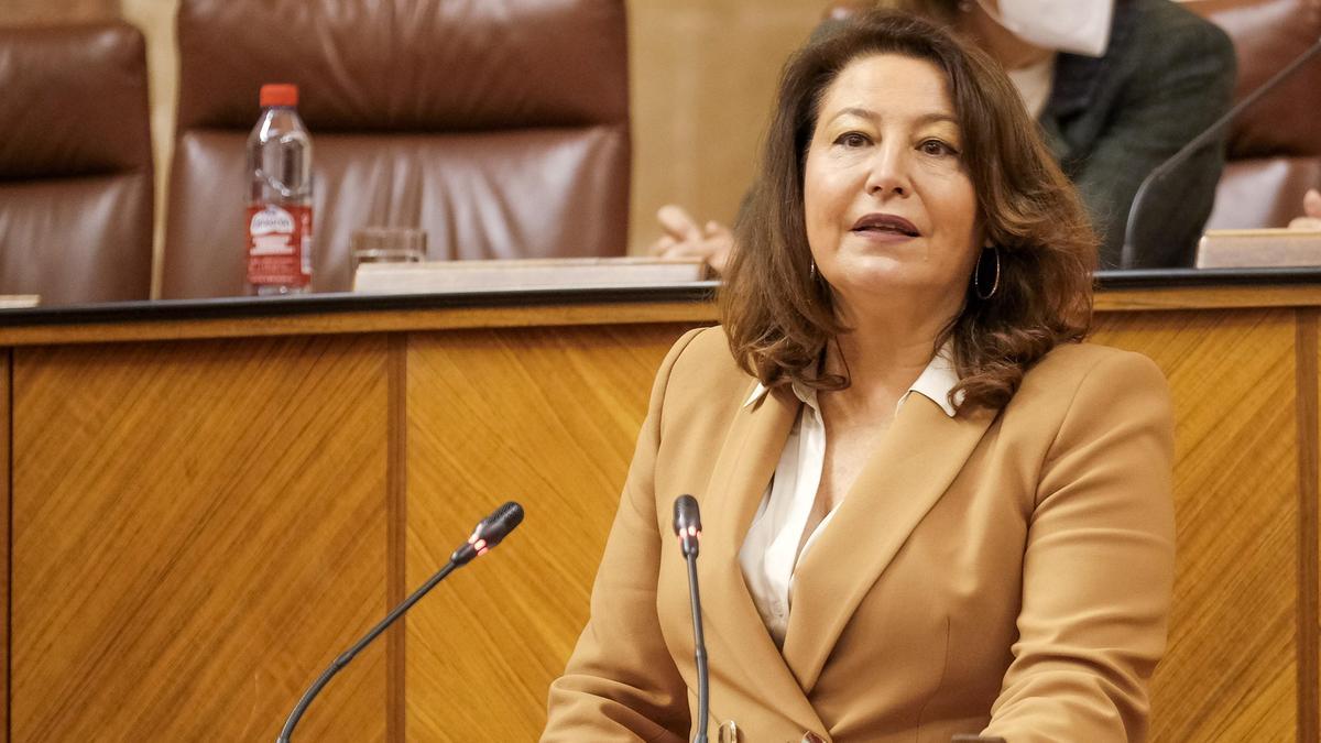 La consejera andaluza de Agricultura, Carmen Crespo, en el Parlamento autonómico.