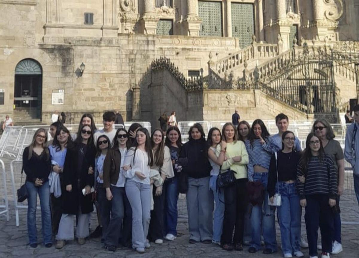 Alumnos franceses durante su visita a Santiago de Compostela.