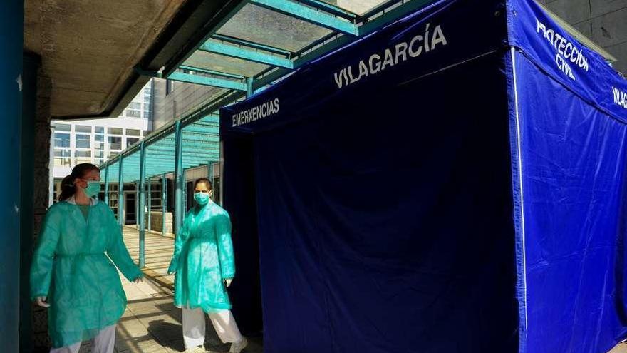 La nueva instalación para el cribado de casos con coronavirus en San Roque. // Iñaki Abella