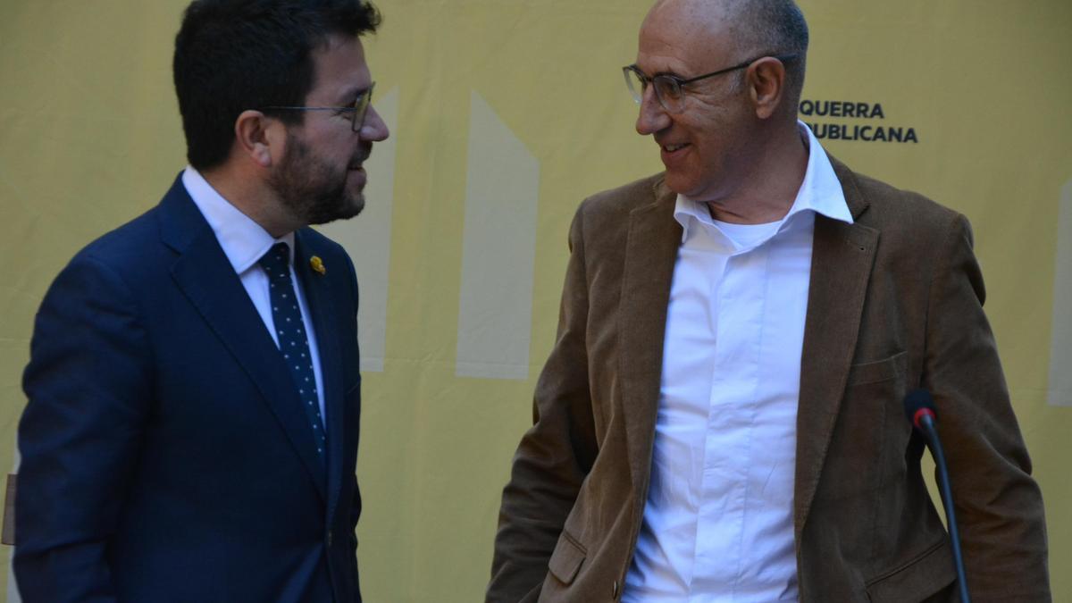 El president Pere Aragonès amb l'alcaldable de Berga per Esquerra, Moisès Masanas