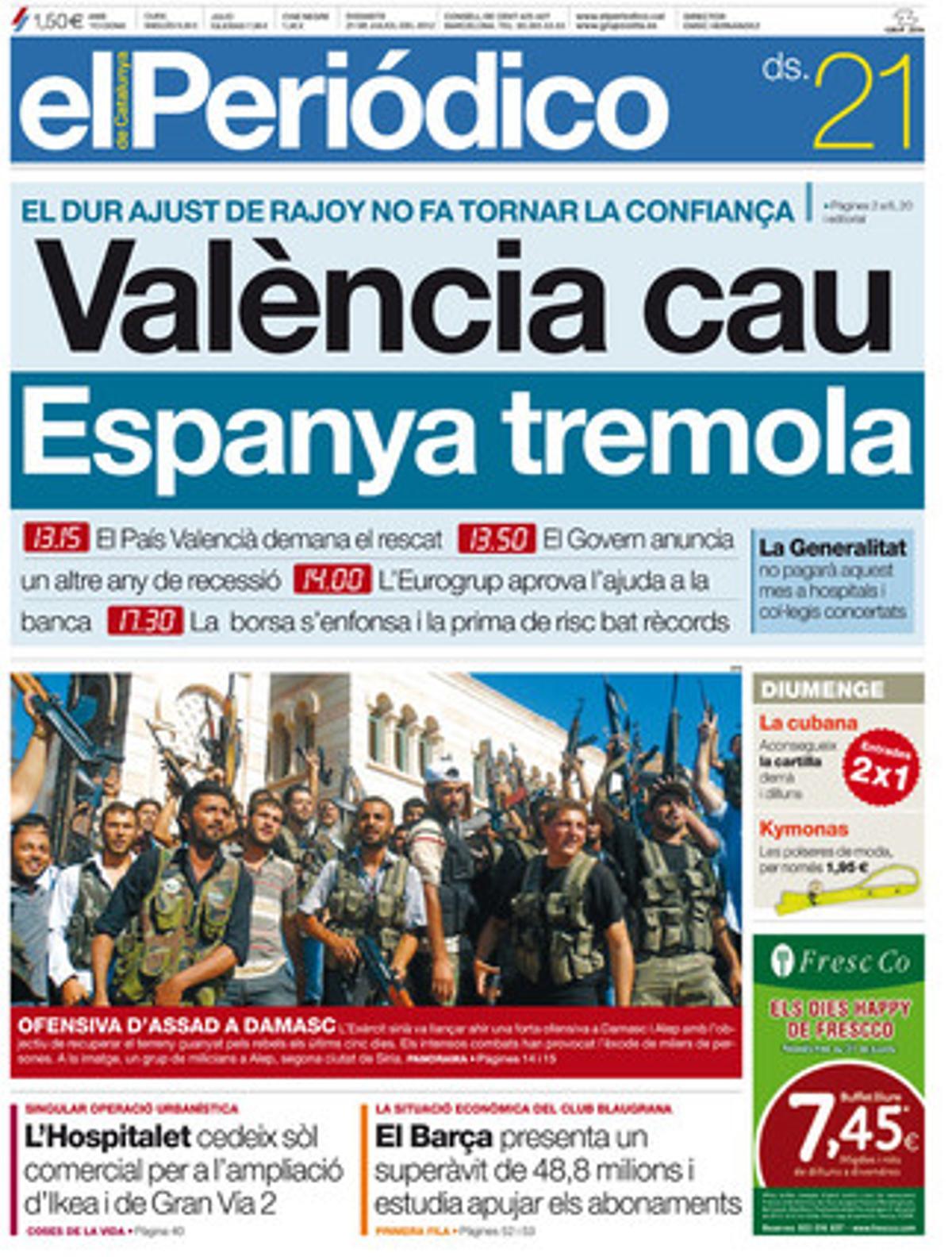 Portada del dia 21 de juliol. Portada del dia 21 de juliol.