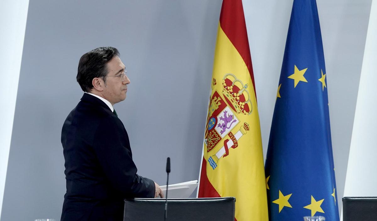 El ministro de Exteriores, José Manuel Albares, durante la rueda de prensa posterior al Consejo de Ministros.