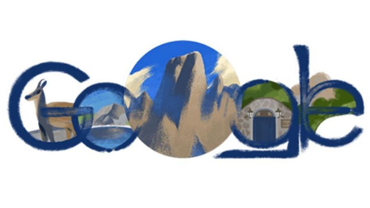 El "Doodle" dedicado ayer al parque nacional de los Picos de Europa.
