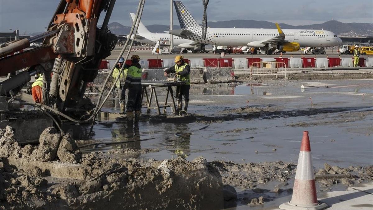 Obras del acceso ferroviario al aeropuerto de El Prat