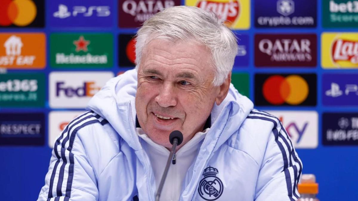Carlo Ancelotti, durante la rueda de prensa en Bérgamo
