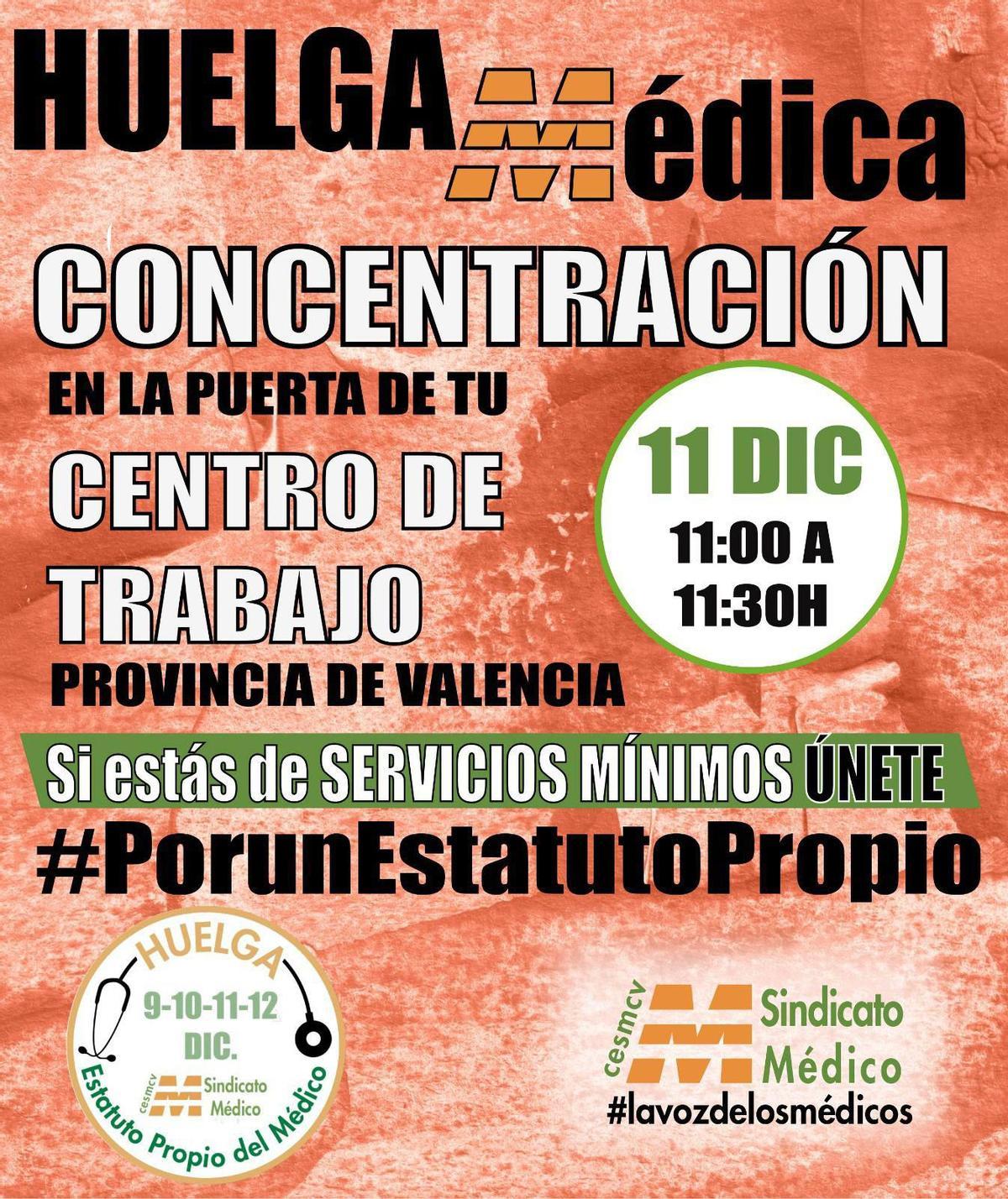 Cartel de las concentraciones convocadas para el día 11