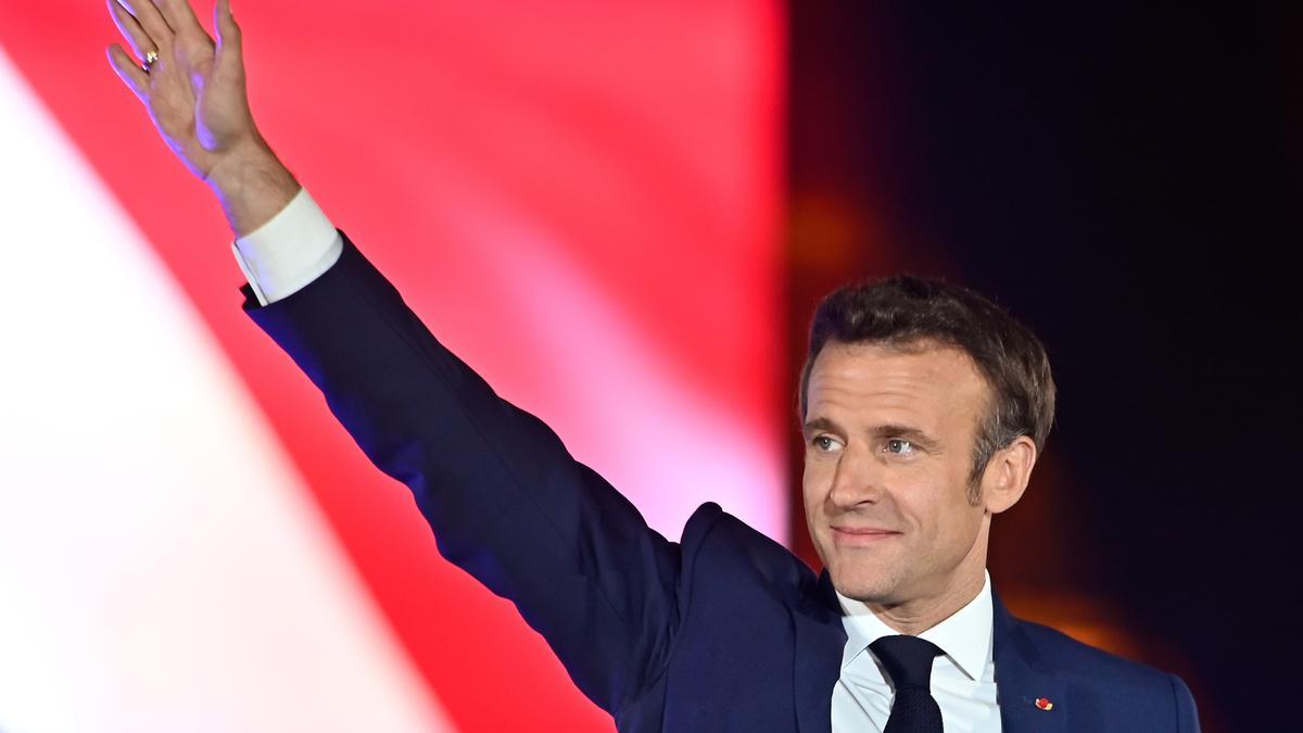 Emmanuel Macron celebrando su triunfo.