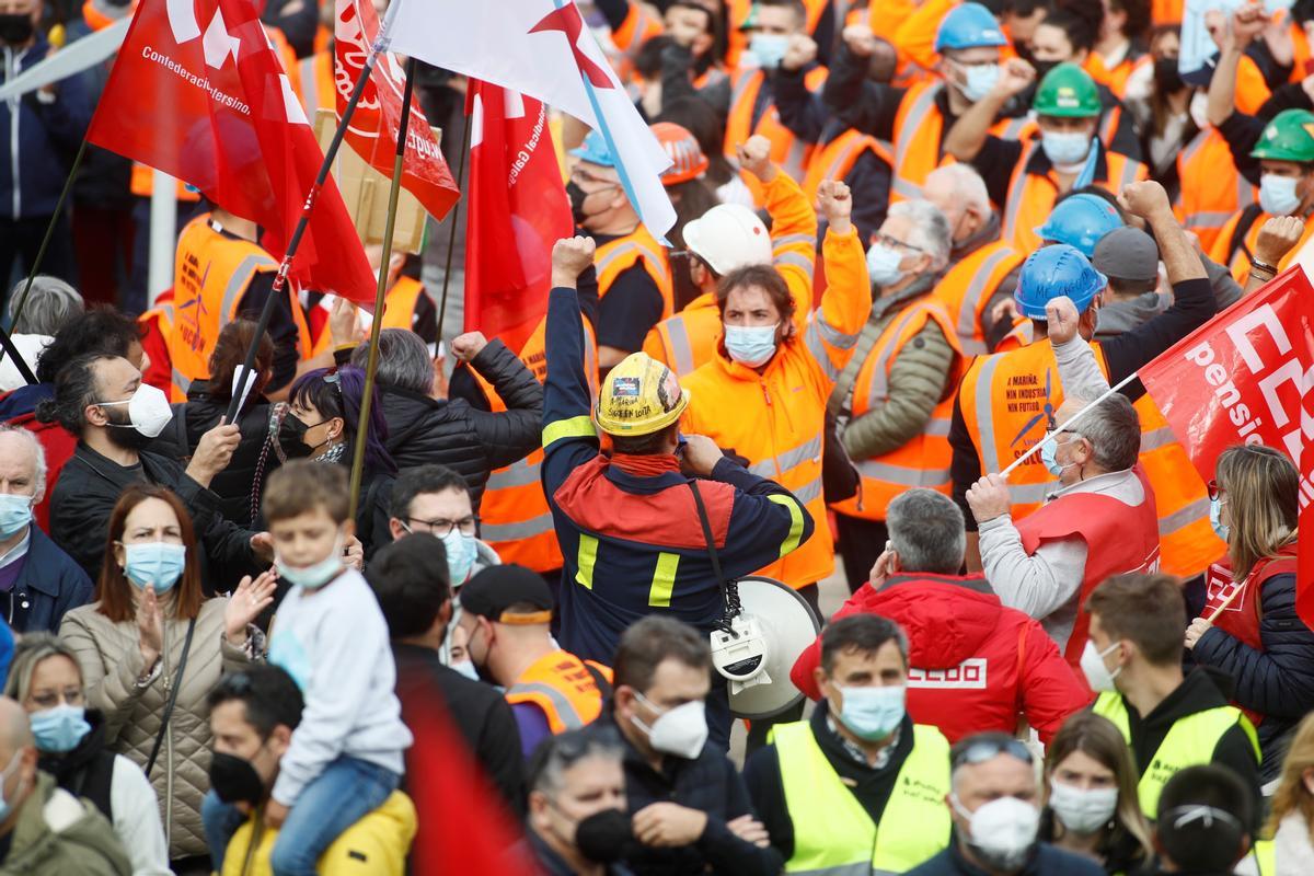 Manifestación en Burela (Lugo) durante una huelga la semana pasada