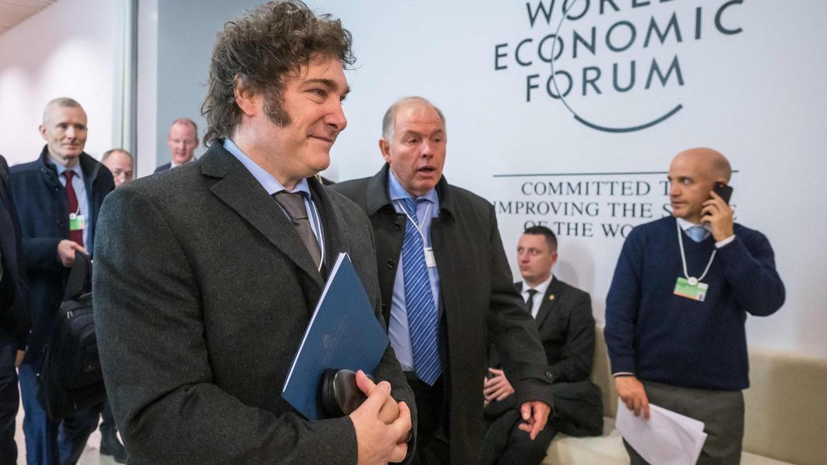 El presidente argentino, Javier Milei, el pasado miércoles en el Foro Económico Mundial de Davos.
