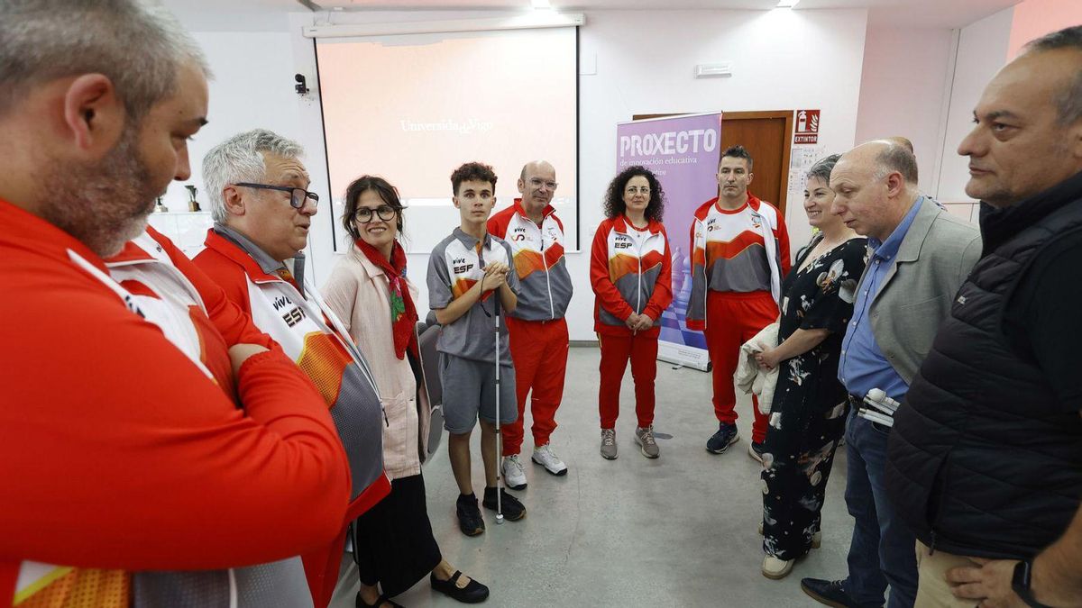 Recepción de ayer a los integrantes de la selección española.