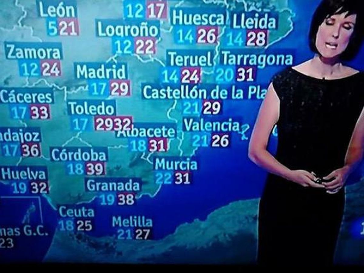 El mapa del temps que va ensenyar ahir TVE amb Toledo fonent-se, literalment.