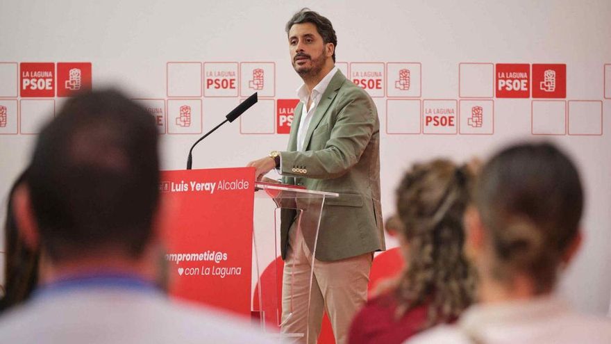 Luis Yeray Gutiérrez, en la presentación de los 150 compromisos del PSOE, ayer.