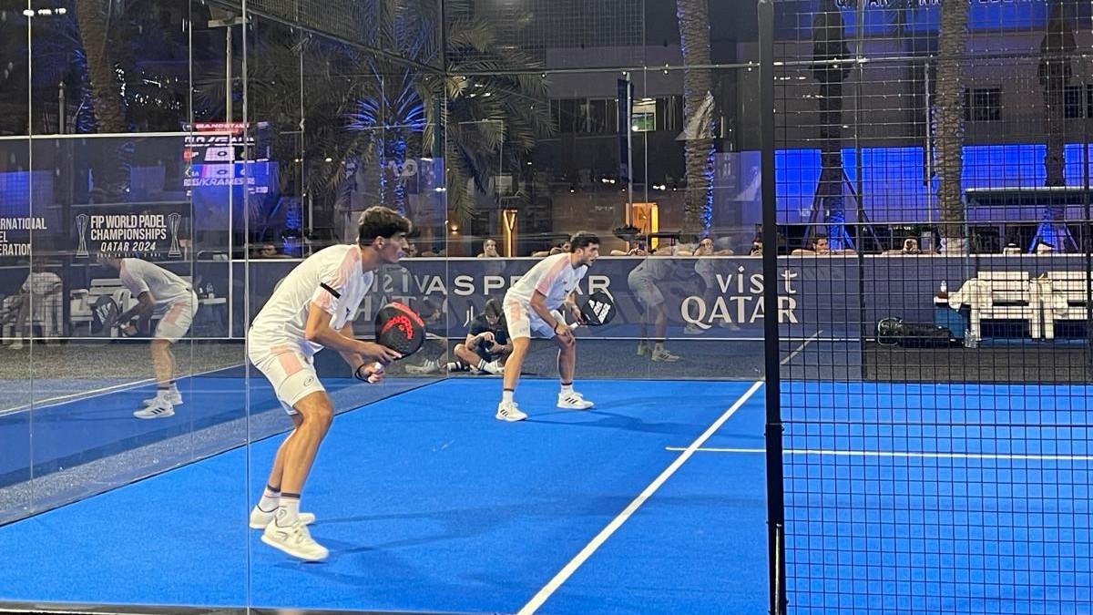 Coello y Galán, en la pista 1 durante el partido ante Brasil