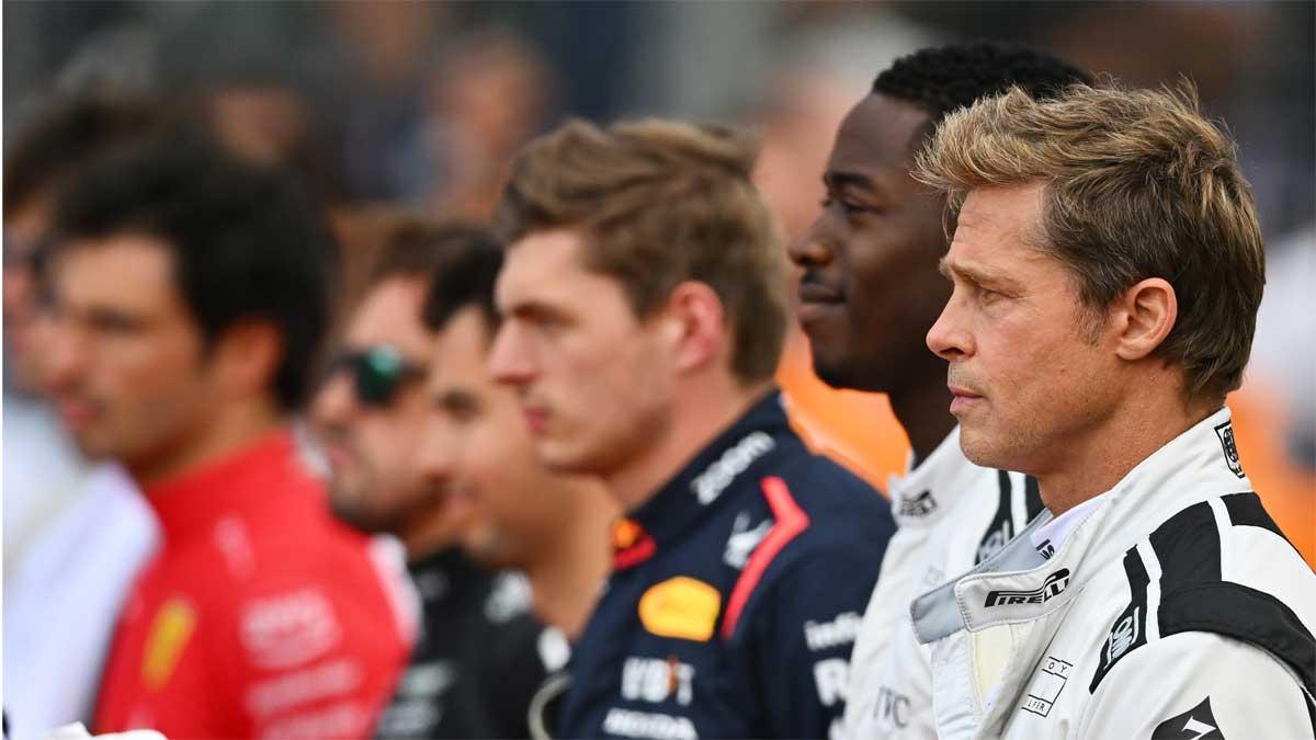 Brad Pitt, en la formación de salida del GP de Gran Bretaña