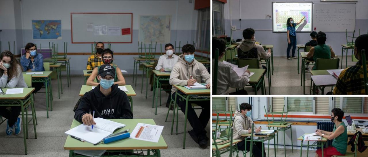 Alumnos de la modalidad nocturna de Bachillerato en el instituto Blanco Amor. // BRAIS LORENZO