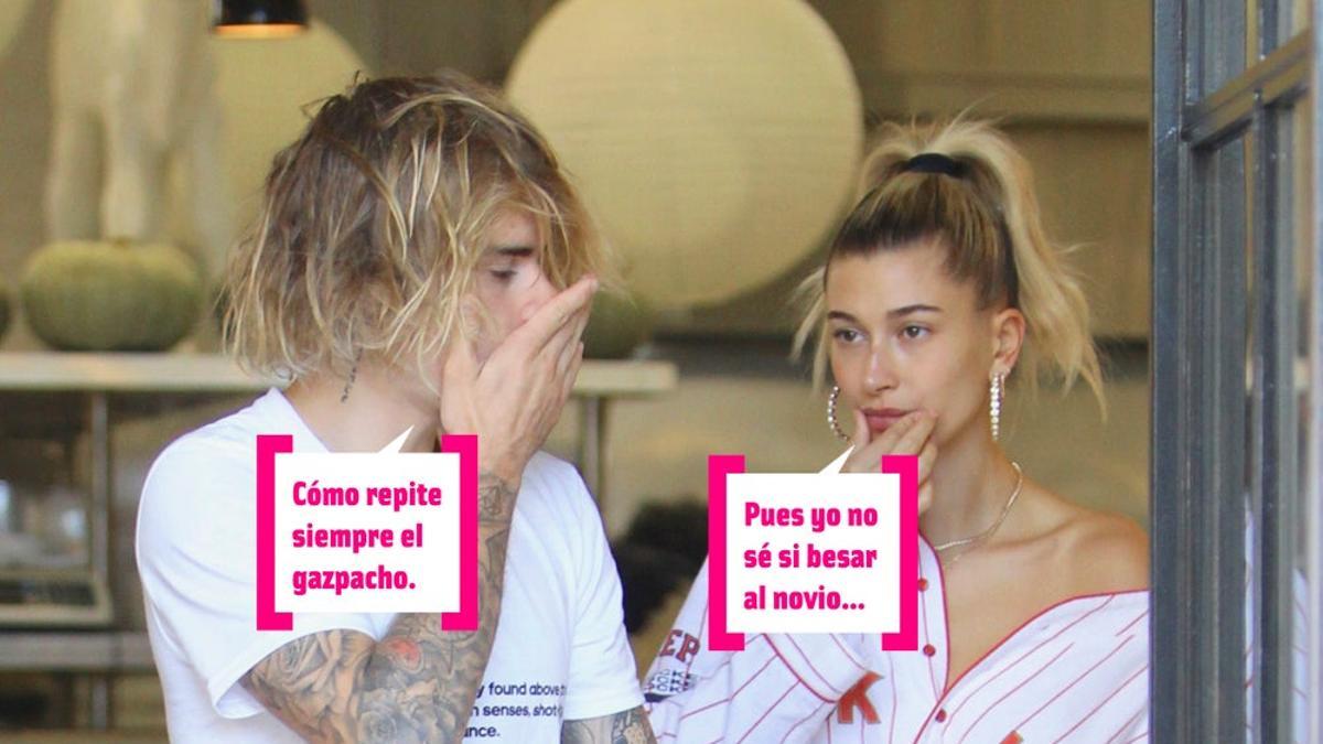 Justin Bieber y Hailey Baldwin no saben bien si darse un beso