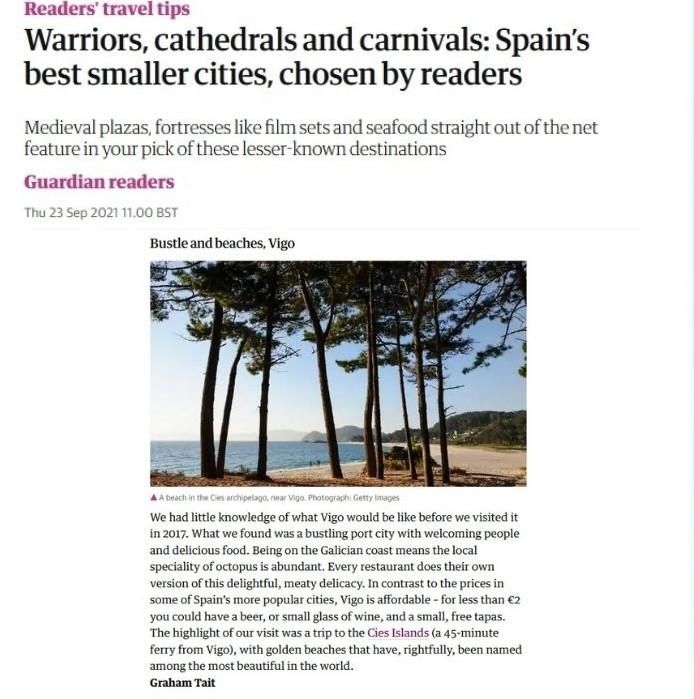 La reseña sobre Vigo que publica el Diario Británico The Guardian, en su artículo sobre las mejores diez ciudades pequeñas españolas.