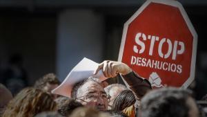 Manifestación contra los desahucios por problemas con las hipotecas.