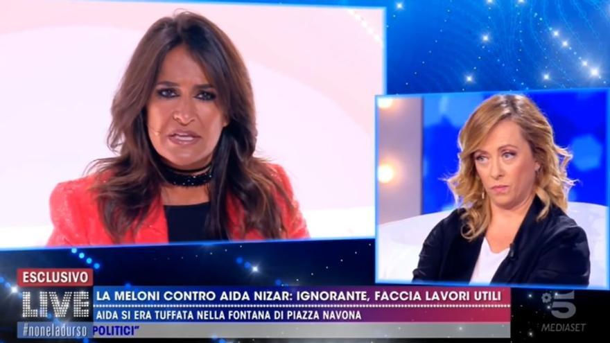 Así fue el enfrentamiento entre Aída Nízar y Giorgia Meloni en la televisión italiana
