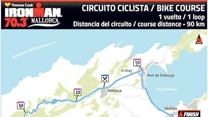 Mapa del circuito por el que transitará el sábado el Ironman 70.3.