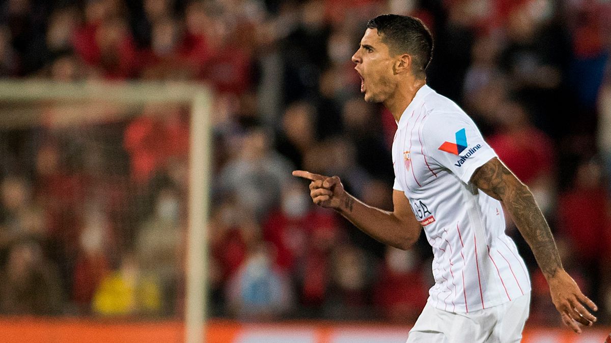 Lamela celebra el tanto ante el Mallorca