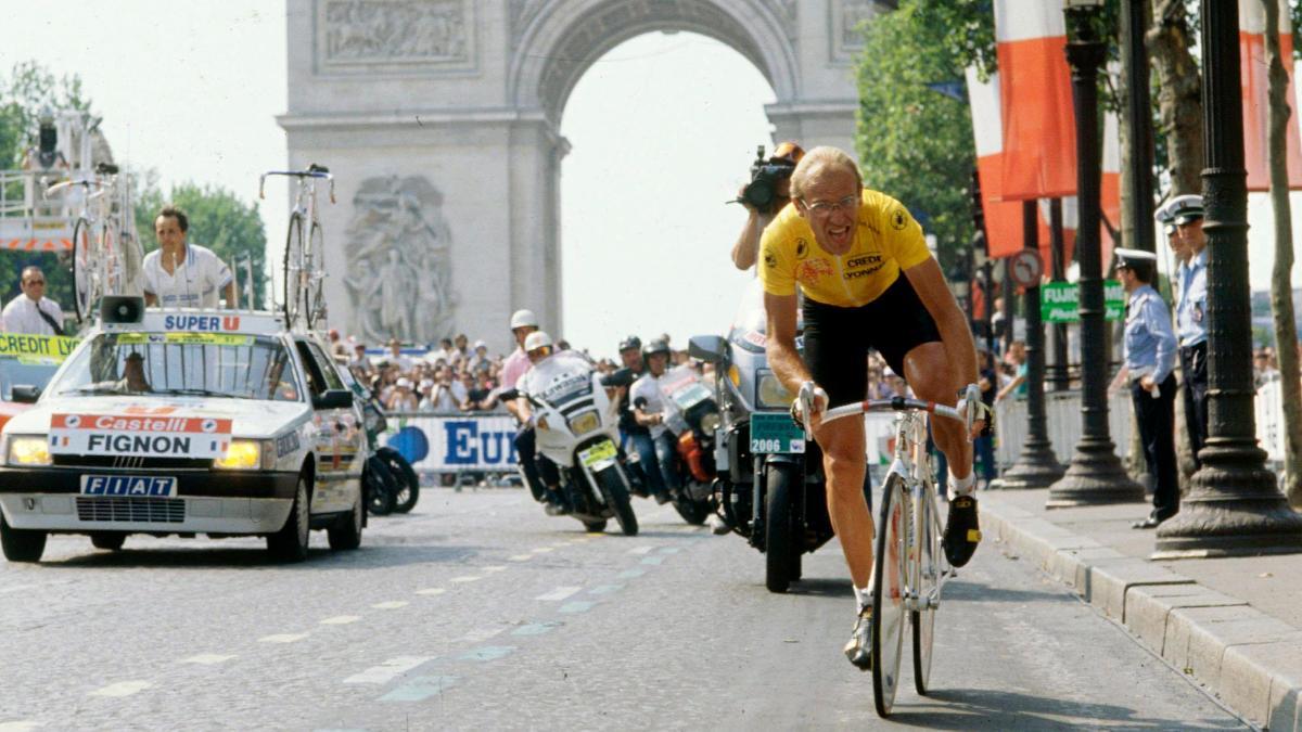 Laurent Fignon, en la última etapa del Tour de 1989