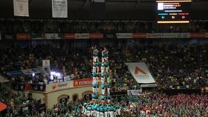 El 9 de 9 amb folre que ha dado la victoria a los Castellers de Vilafranca en el 30º Concurs de Castells de Tarragona