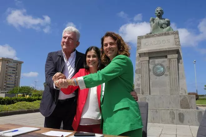 PSOE, NC y USP firman el pacto para gobernar en el Ayuntamiento de Las Palmas de Gran Canaria