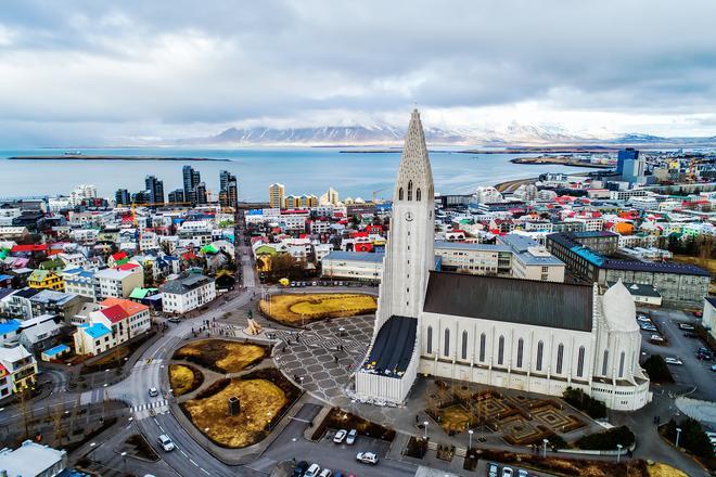 Vista aérea de Reykjavik.